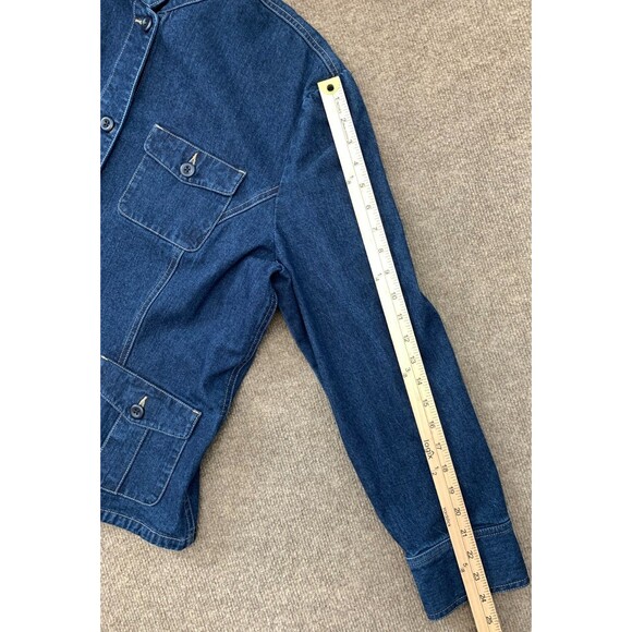 Lands End Jacket Womens XL Denim Barn Chore Cargo Shacket Field Outdoor Garden - Picture 6 of 11